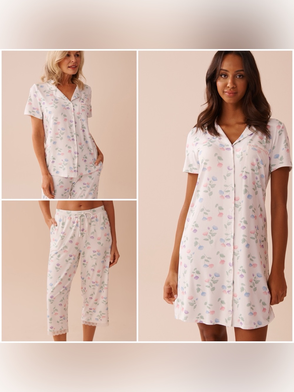 La Vie en Rose 3-Piece Pajama Set